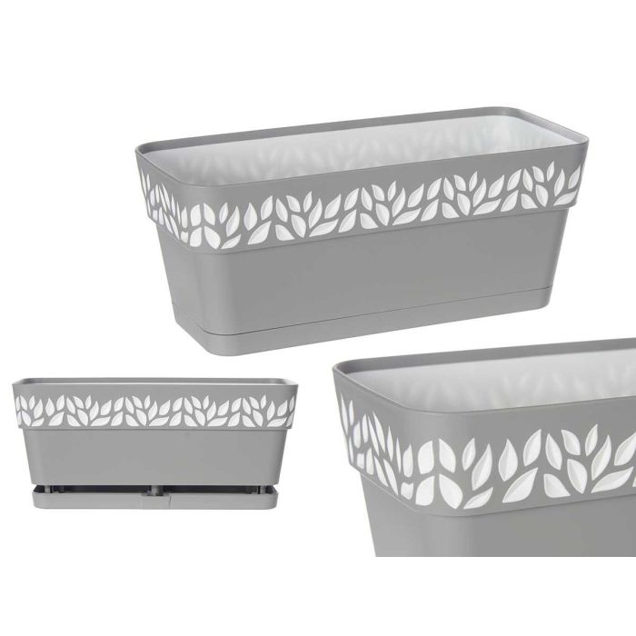 Jardinera Cloe Gris 30 cm con Reserva de Agua - Stefanplast (12 Unidades) Jardinera Cloe Gris 30 cm con Reserva de Agua - Stefanplast (12 Unidades)