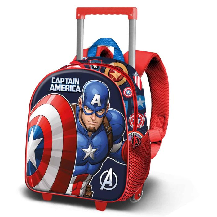 Mochila 3D con Ruedas Pequeña Patriot Marvel Capitán América Multicolor