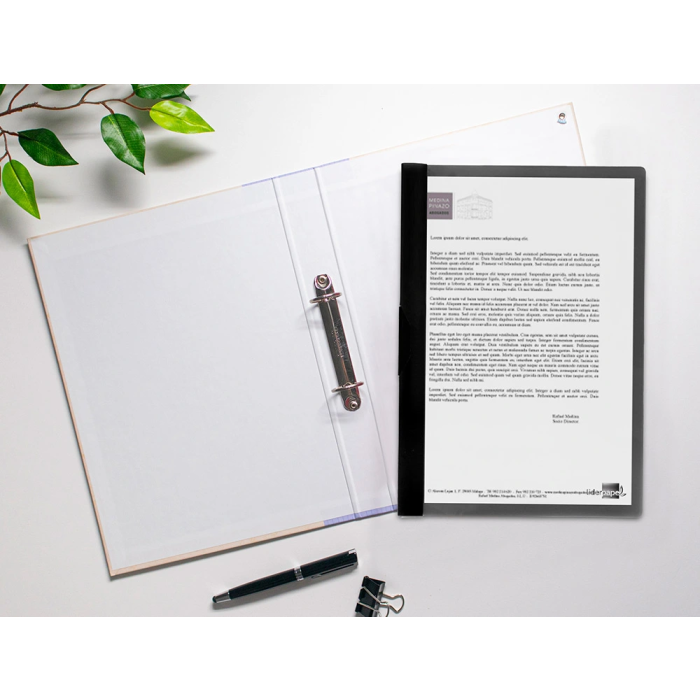 Liderpapel 35365 Carpeta Dossier con Pinza Lateral Negro Polipropileno DIN A4 para 30 Hojas con Pinza Deslizante 1