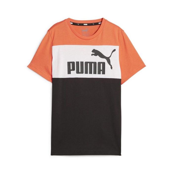 Camiseta de Manga Corta Infantil Puma Ess Block Negro Naranja 0 Camiseta de Manga Corta Infantil Puma Ess Block Negro Naranja 0