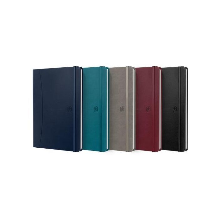 Oxford Cuaderno Cosido Signature A5 Liso, 80 Hojas, Cierre C-Goma, Tapa Extradura, Optik Paper (5 Unidades) (5 Unidades)