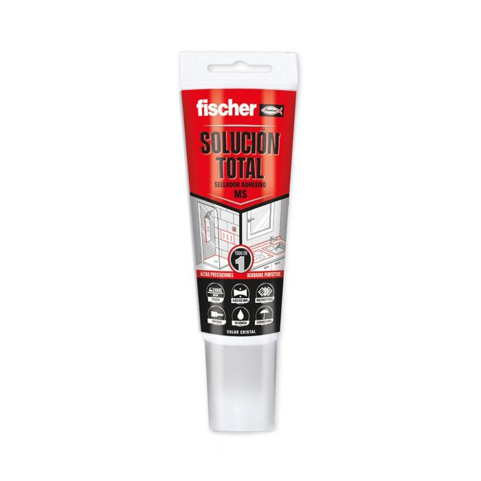 Fischer Ms total solución transparente 80 ml 519029 - Sellador adhesivo elástico 360%, fuerza 250 kg/10cm², multimaterial, uso en húmedo