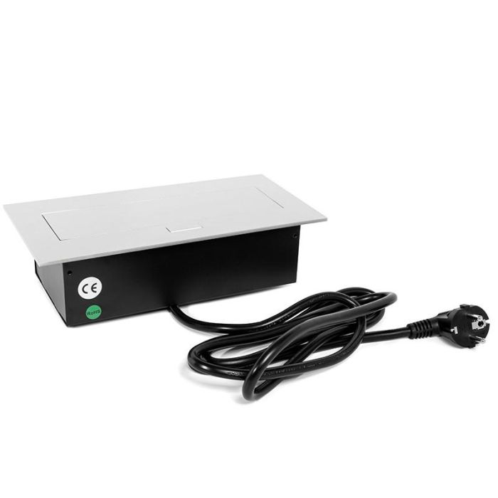 Herrajes Alk R9006 Regleta Enchufes Basculante Konex 2x Schuko 2x USB (Tipo C) Aluminio Plata Mate para Empotrar/Sobreponer 2 Herrajes Alk R9006 Regleta Enchufes Basculante Konex 2x Schuko 2x USB (Tipo C) Aluminio Plata Mate para Empotrar/Sobreponer 2