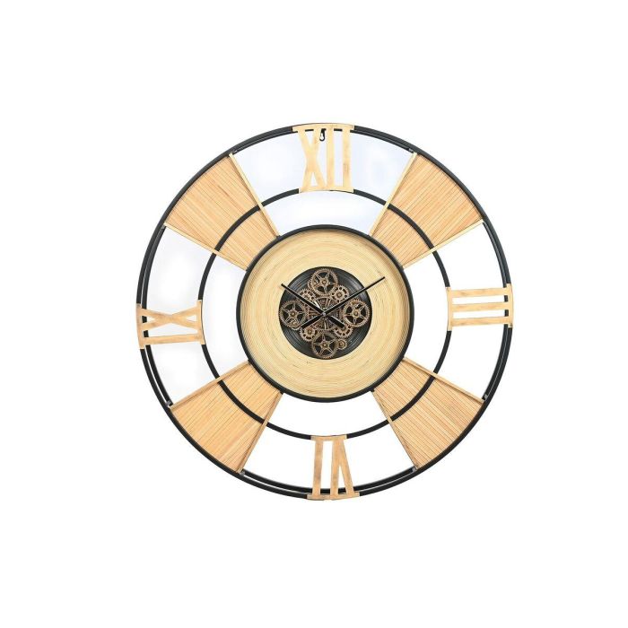 Reloj de Pared Home ESPRIT Negro Natural Metal Ratán 100 x 9 x 100 cm Reloj de Pared Home ESPRIT Negro Natural Metal Ratán 100 x 9 x 100 cm