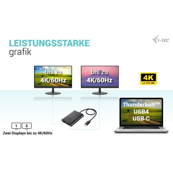 Adaptador HDMI i-Tec C31DUAL4K60HDMI Negro 2 Adaptador HDMI i-Tec C31DUAL4K60HDMI Negro 2
