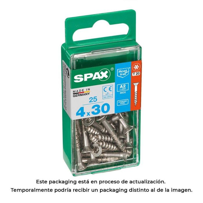 Spax 4197000400301 Tornillo Madera Cabeza Plana Inox A2 4,0x30mm Caja 25 Unid. Spax 4197000400301 Tornillo Madera Cabeza Plana Inox A2 4,0x30mm Caja 25 Unid.
