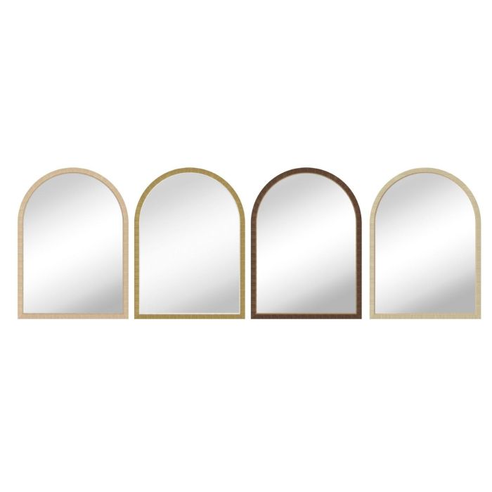 Espejo de pared Home ESPRIT Marrón Beige Natural Marfil Scandi 55 X 2 X 75 cm (4 Unidades)