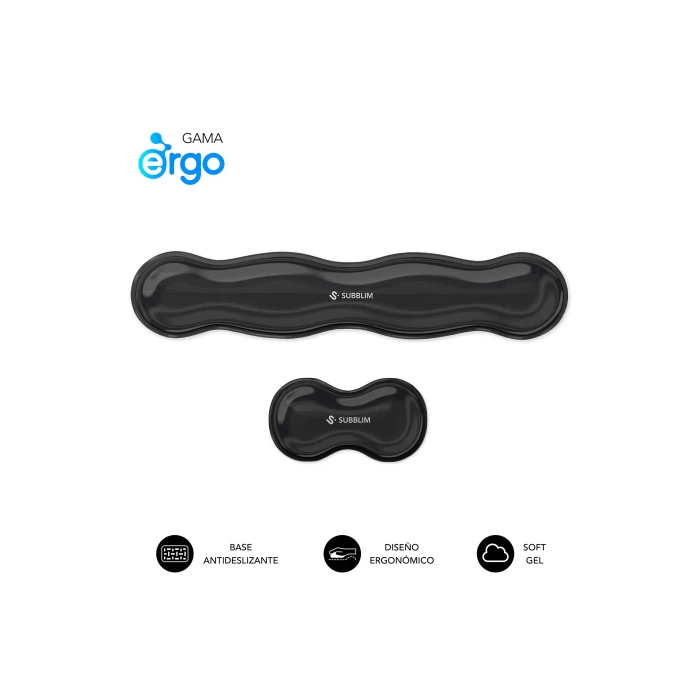 SUBBLIM SUBMP-04E061 Pack Ergo Crystal Flex Reposamuñecas Ergonómico para Teclado y Ratón con Gel Refrigerante