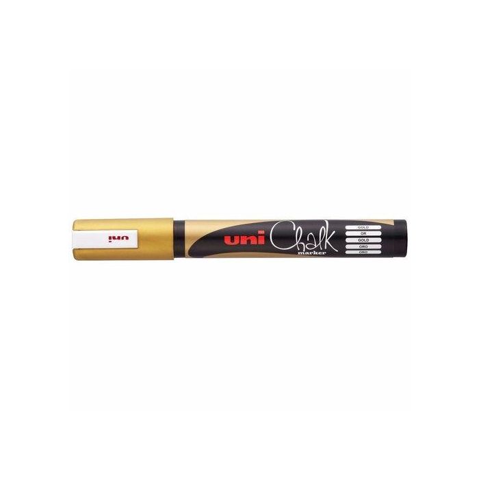 Marcador Tiza Liquida Uni-Ball Chalk Marker Pwe-5M 1,8-2,5 Mm Oro (Set de 6)