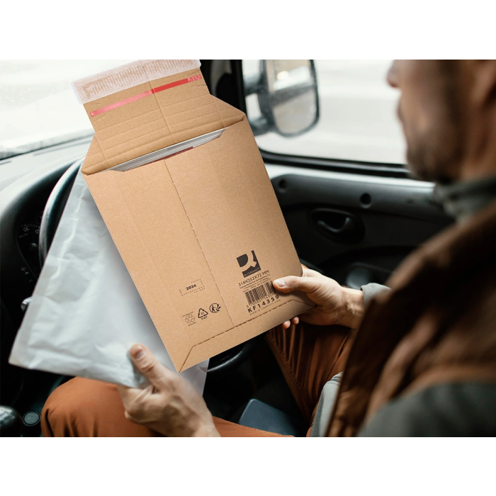 Q-connect Sobre de cartón reciclado 100% Kraft autoadhesivo 314x252x72 mm para envíos 8