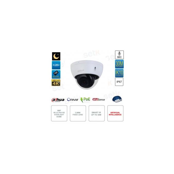 (Dh-Ipc-Hdbw2841Ep-S-0280B) Dahua Cámara Ip Domo Antivandálico Wizsense Lite Serie 2 8Mp Ir 30M Wdr Soporta Microsd 256Gb con Inteligencia Artificial Micrófono Incorporado Óptica Fija 2.8Mm Poe (Dh-Ipc-Hdbw2841Ep-S-0280B) Dahua Cámara Ip Domo Antivandálico Wizsense Lite Serie 2 8Mp Ir 30M Wdr Soporta Microsd 256Gb con Inteligencia Artificial Micrófono Incorporado Óptica Fija 2.8Mm Poe
