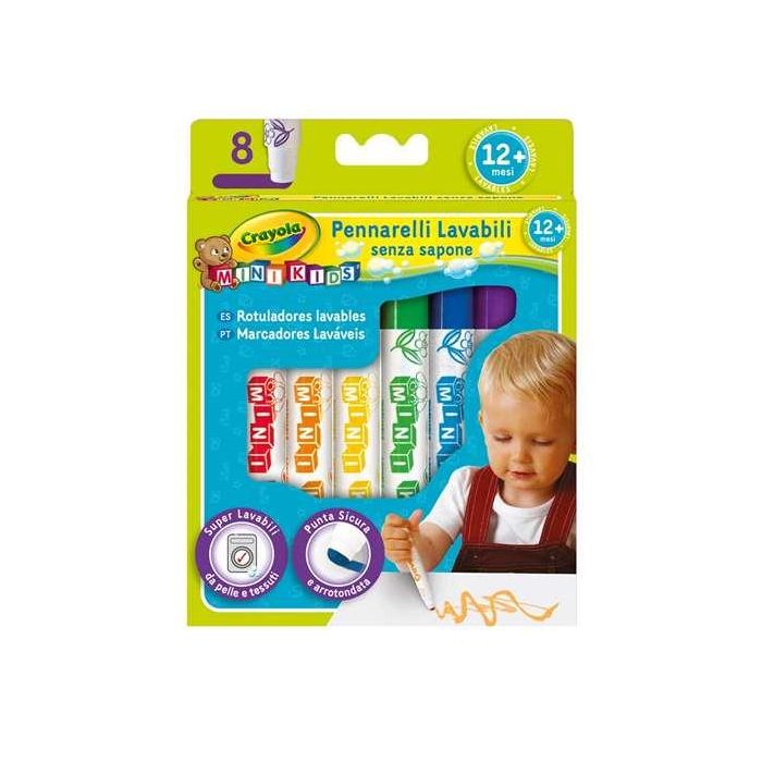 Rotuladores lavables mini kids 8 unds, con puntas redondas de seguridad 13x1,7x17,2 cm Rotuladores lavables mini kids 8 unds, con puntas redondas de seguridad 13x1,7x17,2 cm