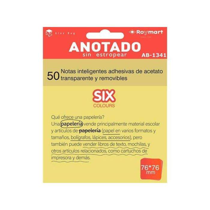 Roymart Bloc Notas Adhesivas Inteligentes Removibles 50H 76x76 Acetato Transparente Amarillo Fluorescente Roymart Bloc Notas Adhesivas Inteligentes Removibles 50H 76x76 Acetato Transparente Amarillo Fluorescente