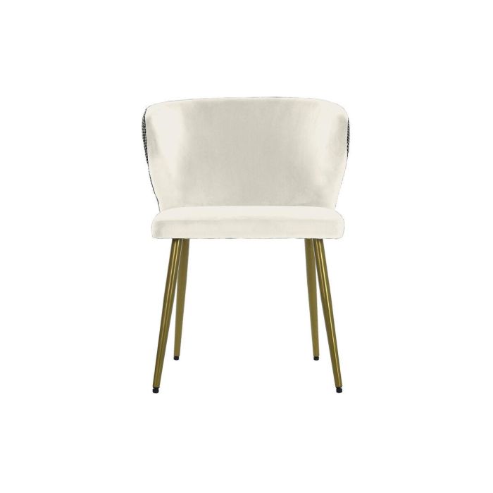 DKD Home Decor Silla Glam Blanca y Negra de Poliéster y Metal. Altura de Asiento 48cm, Desmontable. Dimensiones 58x58x78 cm. 3