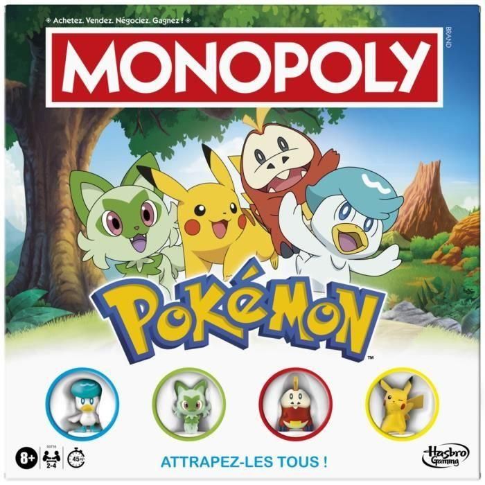 Hasbro HASG0716101 Pokémon Monopoly Juego de Mesa | Edición Pokémon para 2-4 Jugadores, Edad +8 Años, Aprox. 45 Minutos