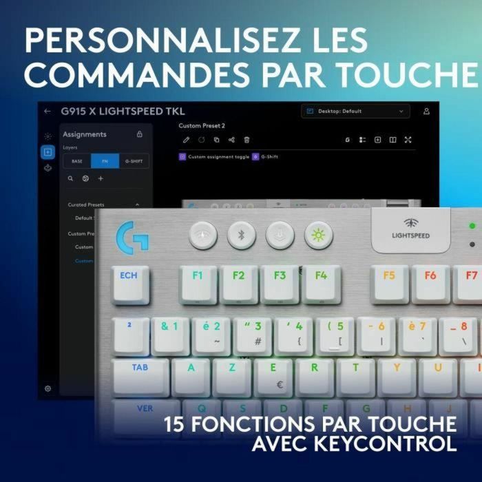 Teclado Logitech G915 X Blanco Francés AZERTY 3