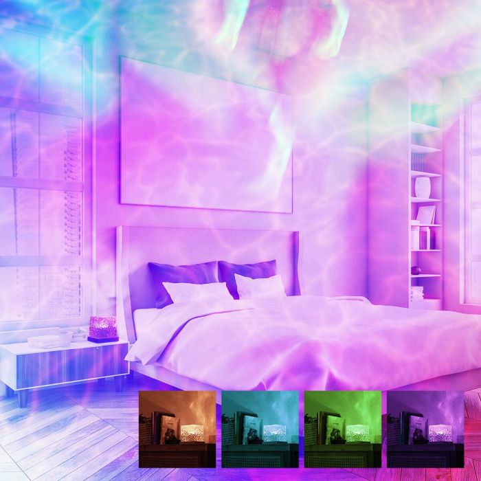 Proyector LED de Auroras Boreales Recargable Boralamp InnovaGoods 8 Proyector LED de Auroras Boreales Recargable Boralamp InnovaGoods 8