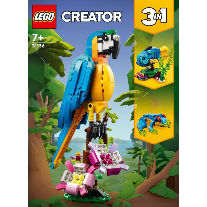 LEGO 31136 Creador 3-en-1: Loro Exótico, Modelo Rana y Pez. Set de Construcción de Figuras de Animales de la Jungla 10