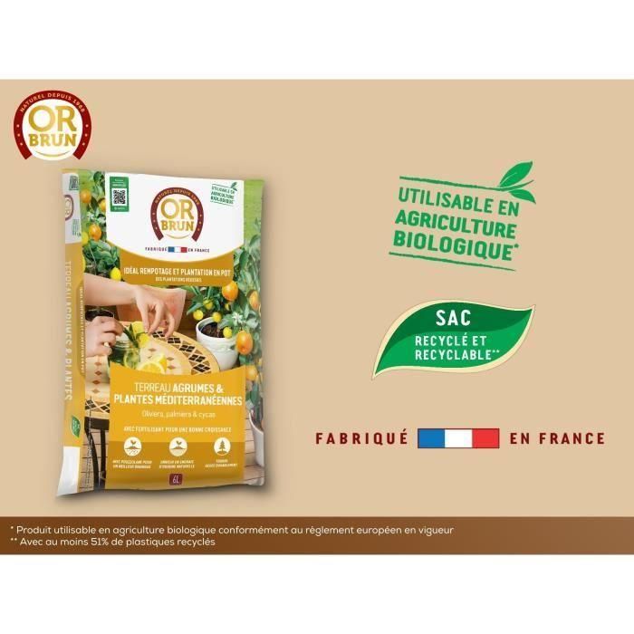 Tierra para cítricos y plantas mediterráneas - BROWN GOLD - OBRTAGR6U - 6L - Olivos, palmeras y cycas 2 Tierra para cítricos y plantas mediterráneas - BROWN GOLD - OBRTAGR6U - 6L - Olivos, palmeras y cycas 2