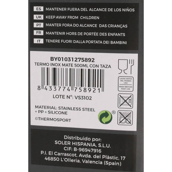 Termo Inox para Mate 500 ml con Taza - Thermosport (8 Unidades) 11 Termo Inox para Mate 500 ml con Taza - Thermosport (8 Unidades) 11