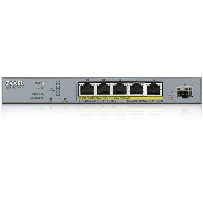 Zyxel GS1350-6HP-EU0101F Switch Gestionado L2, 5 Puertos Gigabit Ethernet, PoE, Gris 1