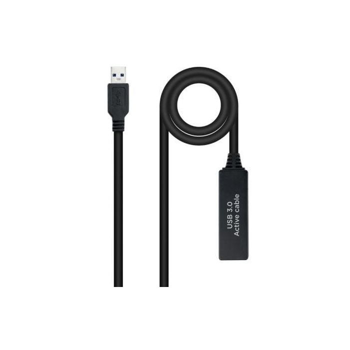 Nanocable 10.01.0312 Cable Alargador Activo USB 3.0 Macho a Hembra Tipo A de 10m - Amplificador de Señal 5Gbps Negro