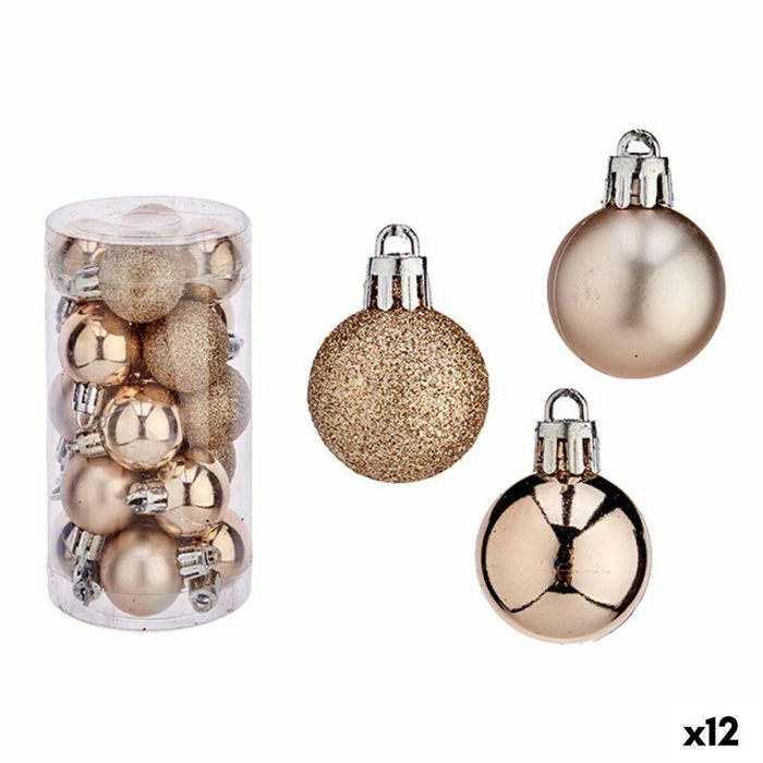 Set de Bolas de Navidad Champagne Plástico 3 x 4 x 3 cm (12 Unidades)