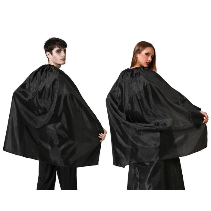 Capa Corta Negra 100 cm Unisex Para Disfraz Vampiro Mago Halloween Carnaval