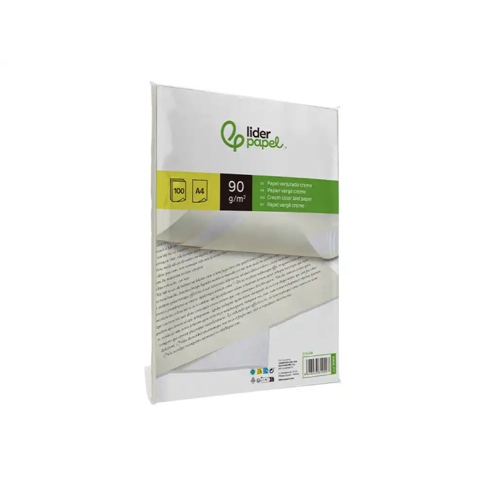 Liderpapel Papel Verjurado A4 90g/m2 Crema Paquete de 100 Hojas 3