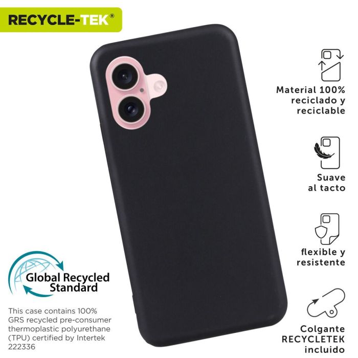 Muvit Funda Recycletek para Apple iPhone 16 - Fabricada 100% con Materiales Reciclados y Reciclable, Protección Sostenible 5 Muvit Funda Recycletek para Apple iPhone 16 - Fabricada 100% con Materiales Reciclados y Reciclable, Protección Sostenible 5