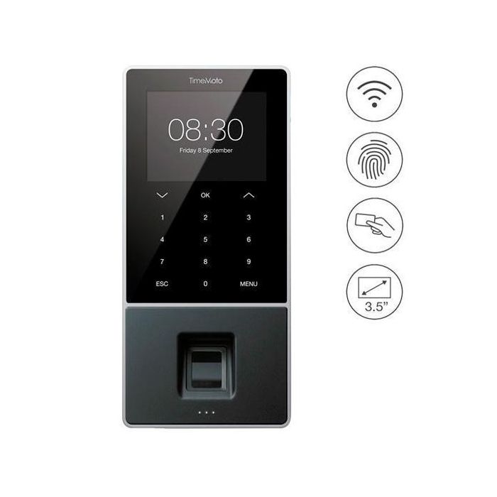 TIMEMOTO Terminal de Fichaje TM-818 MC, Sensor RFID, HID, Mifare ISO-Iec 14443 y PIN, Hasta 2000 Usuarios