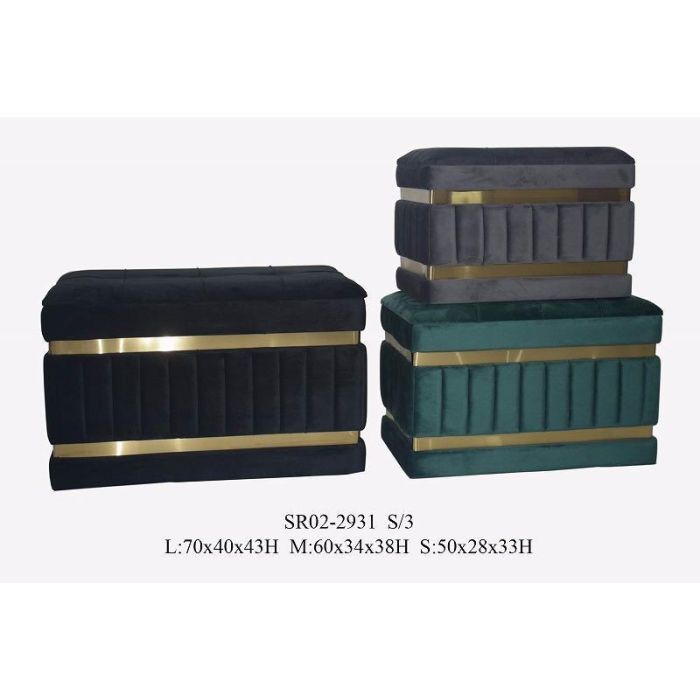 Descalzadora DKD Home Decor Negro Verde 40 x 43 x 70 cm Set de 3