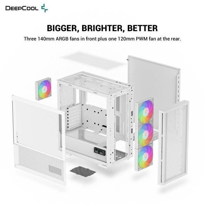 Caja de PC sin fuente de alimentación - DEEPCOOL CH560 DIGITAL (Blanco) - Torre mediana - Formato E-ATX 4