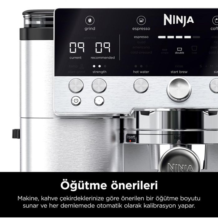 Ninja ES601EU Luxe Premier Cafetera Espresso con Molinillo Integrado, 2L, 1650W, Negro/Acero Inoxidable 3