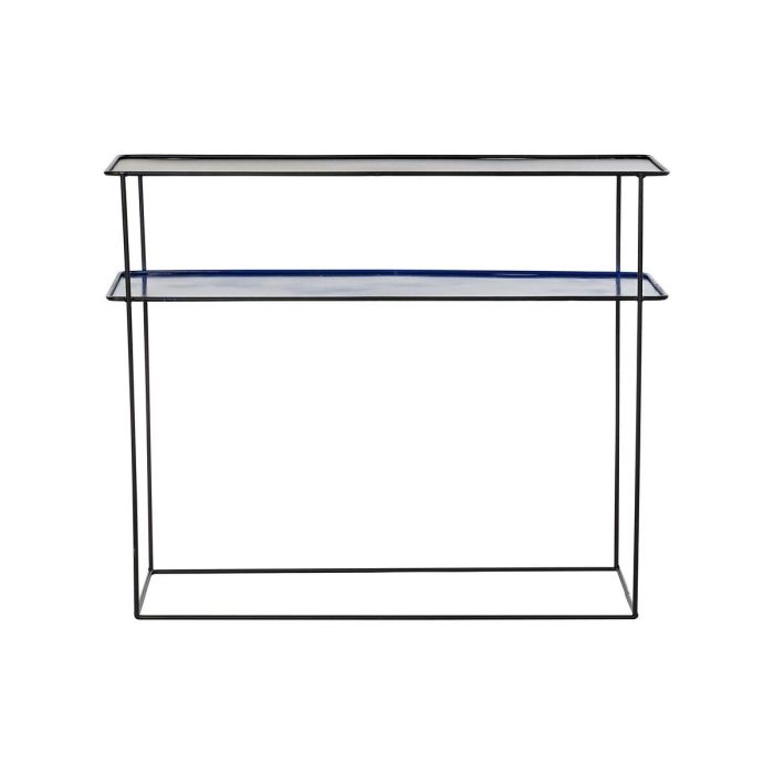 DKD Home Decor Consola Moderna Morden Court de Metal Azul y Negro, Doble Cara con 1 Estantería, 27.5x65x80 cm (Set de 2) 3