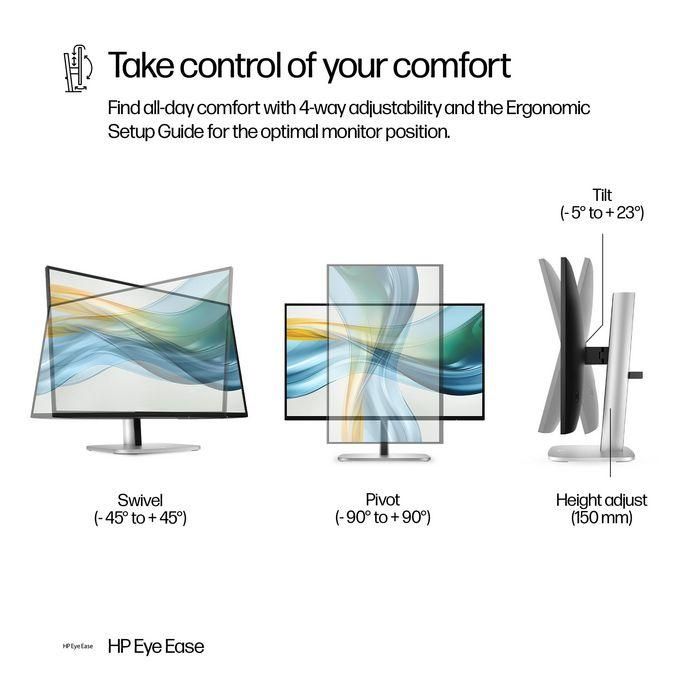 HP Monitor 524pu Pro G5 / 23,8" / FHD / HDMI-DisplayPort-USB(A)-USB(C) / Regulable Altura 9