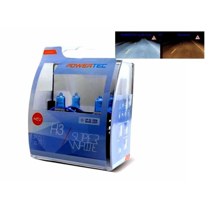M-Tech H3 12V Super White 100% Más Luz Bombilla Lámpara MTECPTZSW3-DUO 1
