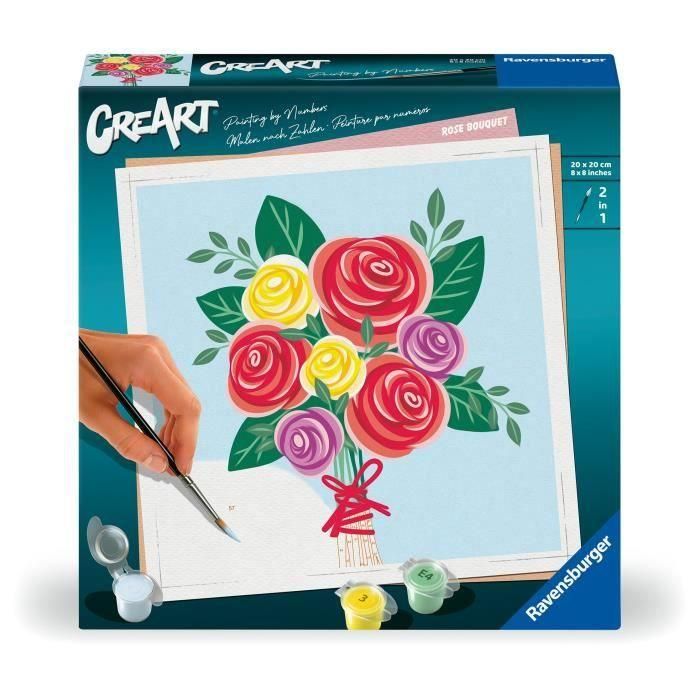 CreArt 20x20 cm Ramo de rosas, Ocio creativo, Adulto, Pintar por números, 25520, Ravensburger