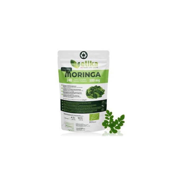 ELIKAFOODS Moringa Bio 240 Comprimidos: Nutriente Antienvejecimiento con Vitaminas y Minerales Esenciales