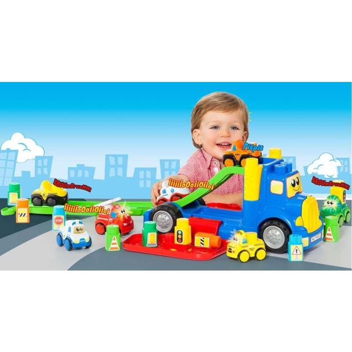 Molto Camión Portacoches 82 cm con 1 Coche y 10 Blocks, Luces y Sonidos, Pilas Incluidas, Plástico para Niños 1+ Años 16 Molto Camión Portacoches 82 cm con 1 Coche y 10 Blocks, Luces y Sonidos, Pilas Incluidas, Plástico para Niños 1+ Años 16