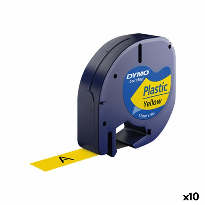 Cinta Laminada para Rotuladoras Dymo 91202 12 mm LetraTag® Negro Amarillo (10 Unidades)