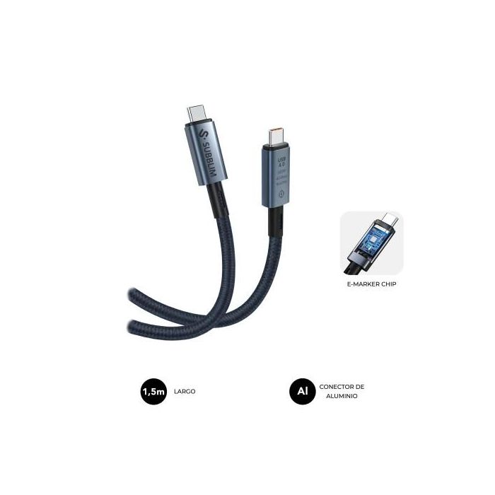 Cable USB-C a USB-C Subblim SUBCAB-C24010 1,5 m Negro