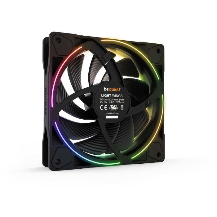 Be Quiet! LIGHT WINGS 120mm PWM high-speed ARGB Triple-Pack Ventilador 12cm 2500 RPM Negro 3 Unidades 3