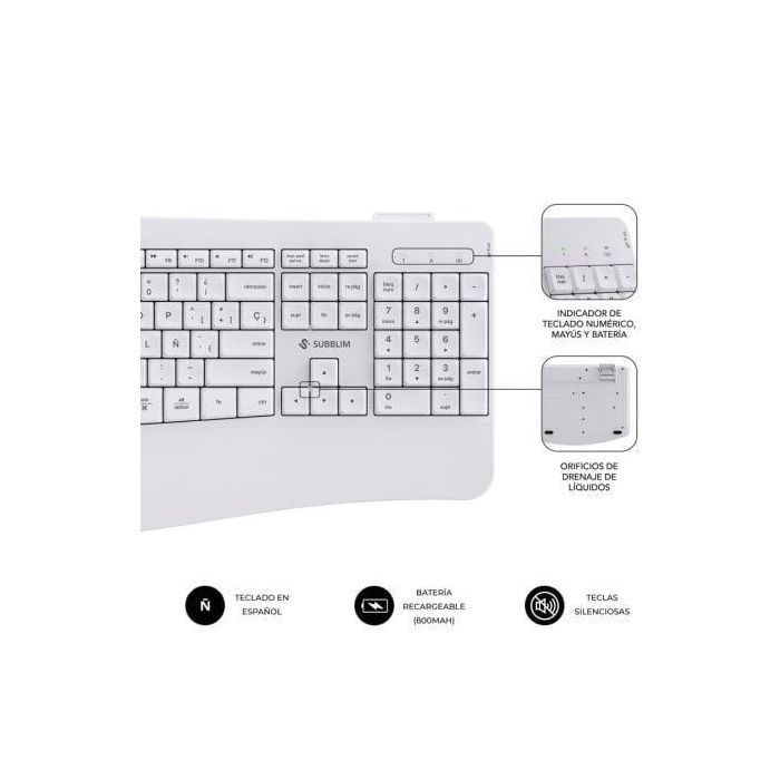 SUBBLIM Teclado con ratón COMBO DUAL OFFICE PROWAVE WHITE 1 SUBBLIM Teclado con ratón COMBO DUAL OFFICE PROWAVE WHITE 1