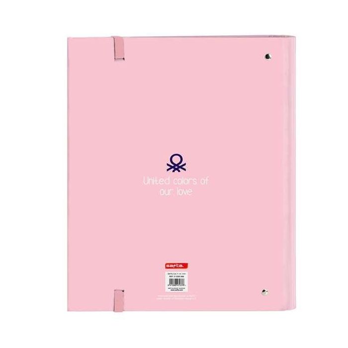 Benetton Carpeta 4 Anillas "Vichy" Recambiable 27x32x3,5cm Poliéster Rosa Claro 3