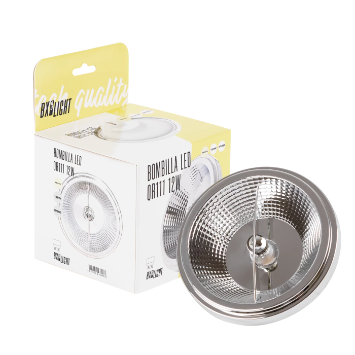 BX3 LIGHT Bombilla LED QR111 12W 1200 Lumen 6000K GU10 40000 Horas de Vida BX3-GU10-12W-CW para Tiendas, Escaparates
