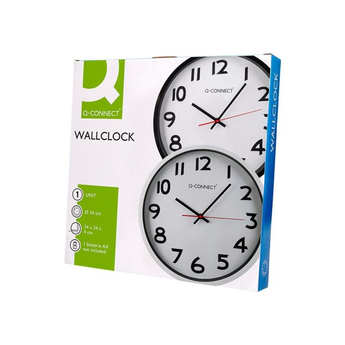 Reloj Q-Connect De Pared Plastico Oficina Redondo 34 cm Marco Blanco 8