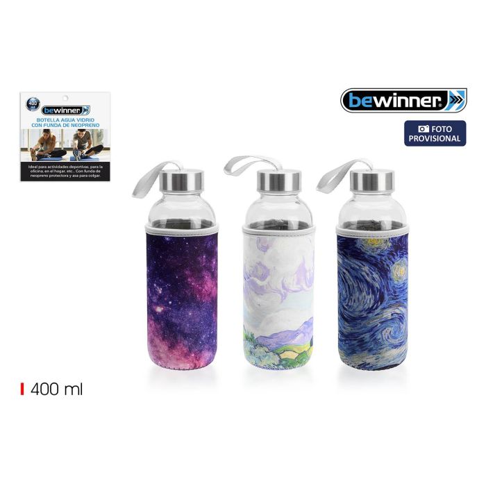 Botella de agua de vidrio 400 ml Bewinner - Inde (24 Unidades) Botella de agua de vidrio 400 ml Bewinner - Inde (24 Unidades)