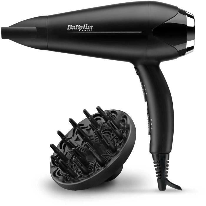 Babyliss D572DE Secador de Pelo Turbo Smooth 2200W con Tecnología Iónica Anti-Encrespamiento, Difusor Grande y Boquilla Concentradora 3