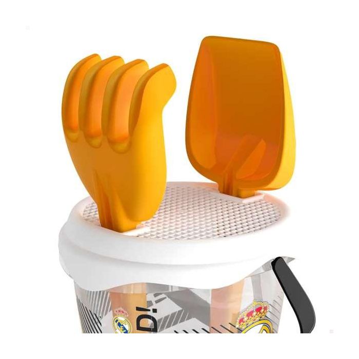Color Baby Cubo Playa Castillo Real Madrid Diámetro 18cm con Pala, Rastrillo y Cedazo 2